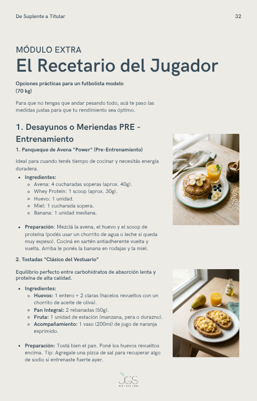 Página del recetario del eBook con ingredientes y medidas exactas